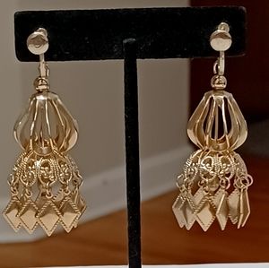 GOLD PLATED INDIA BOLLYWOOD JHUMKA DROP EARRINGS